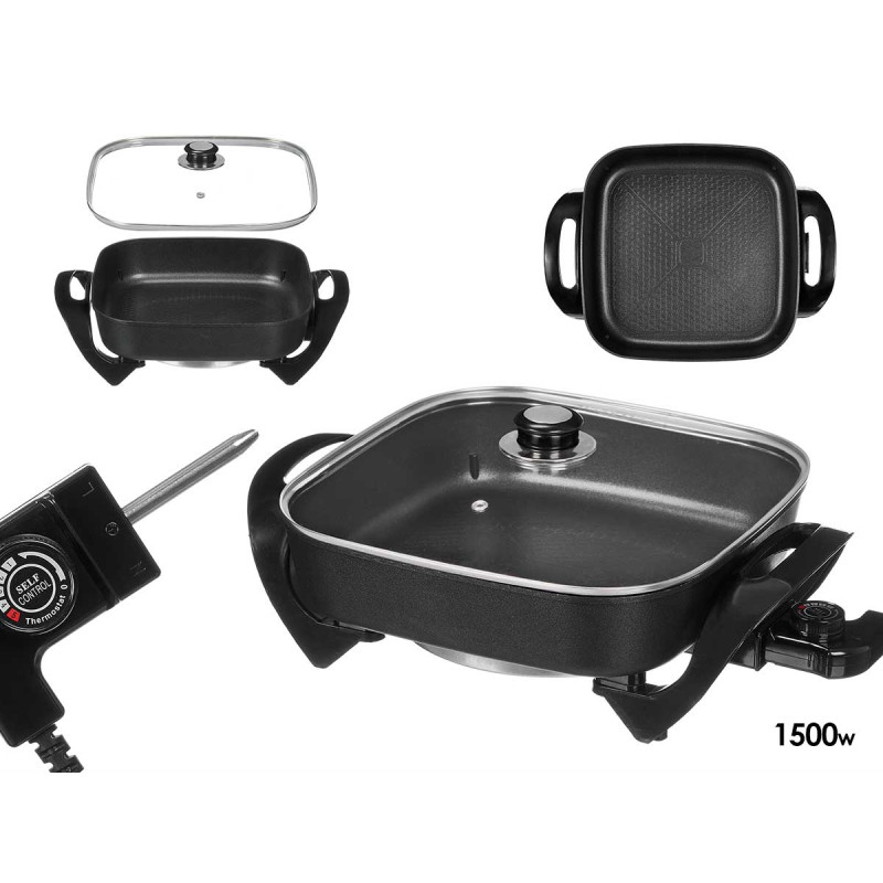 PADELLA ELETTRICA QUADRATA MULTIFUNZIONE 1500W