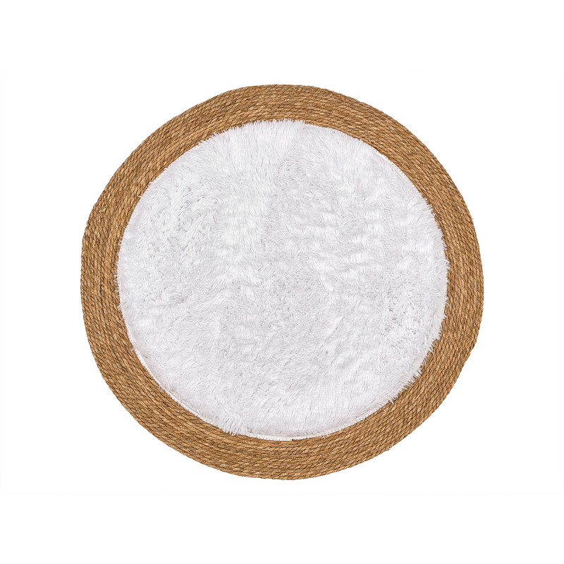 TAPPETO JUTA ANTISCIVOLO RDND PELO BIANCO 100CM
