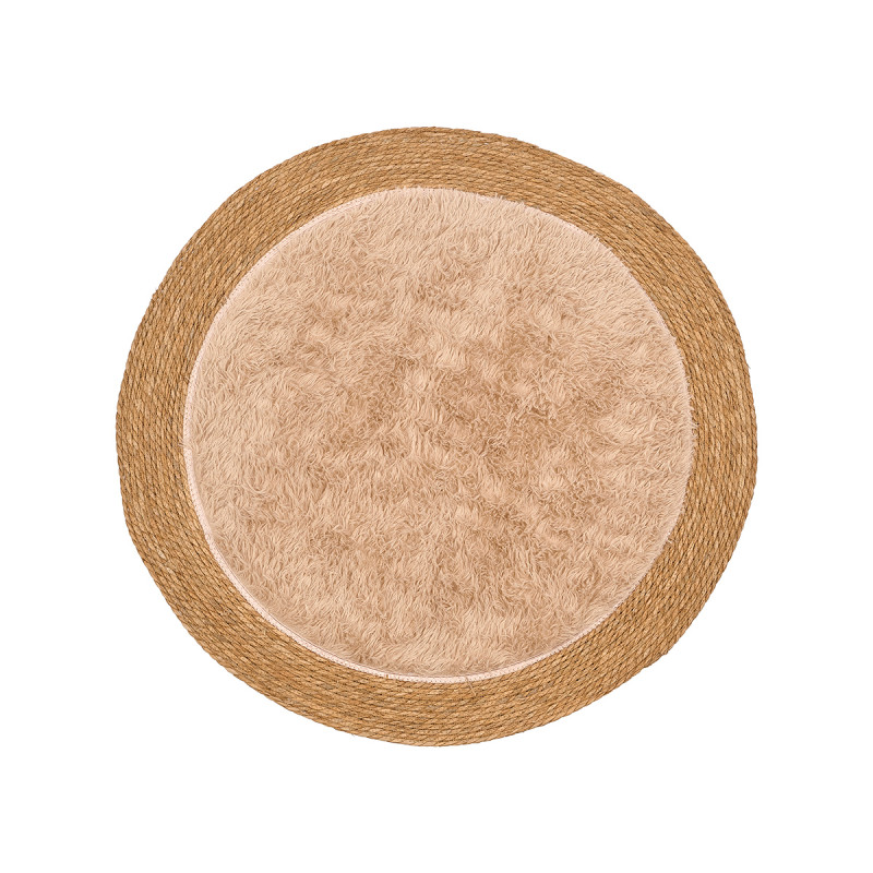 TAPIS JUTE ANTIDÉRAPANT RDND POIL BEIGE 100CM