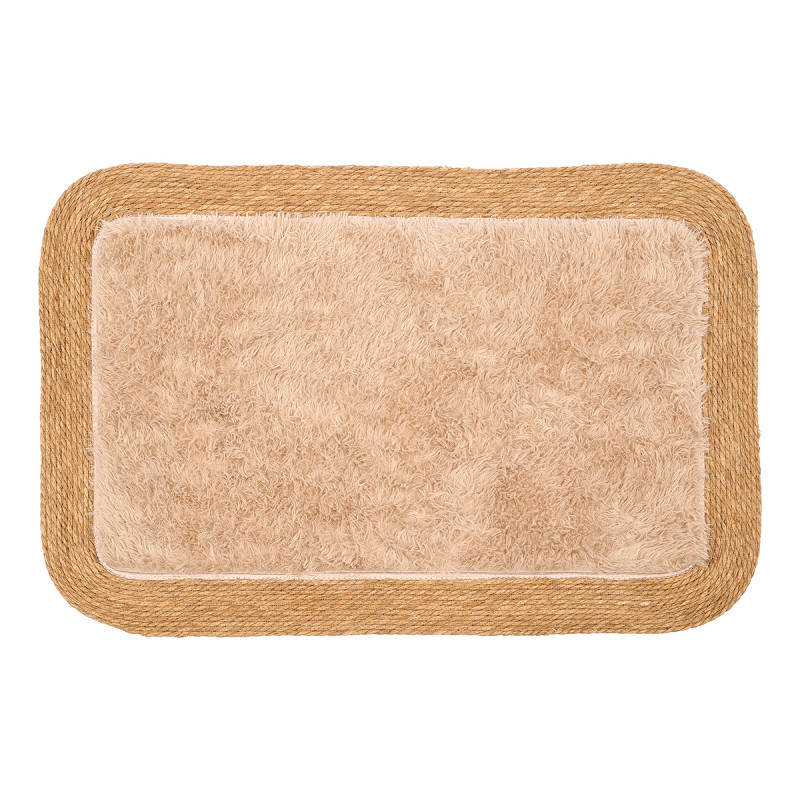 RECTANGULAR NON-SLIP JUTE RUG BEIGE PILE 120X80CM
