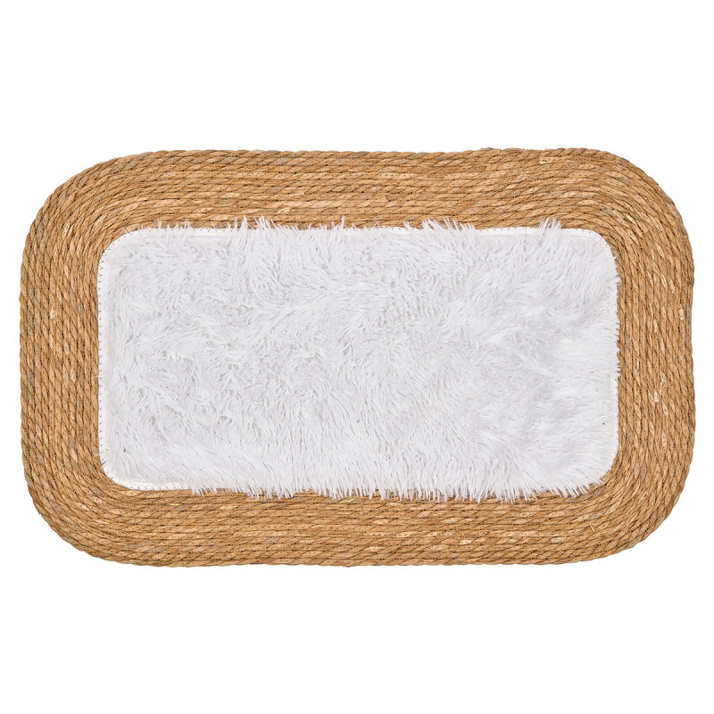 TAPIS JUTE ANTIDÉRAPANT RECT BLANC 80X50CM