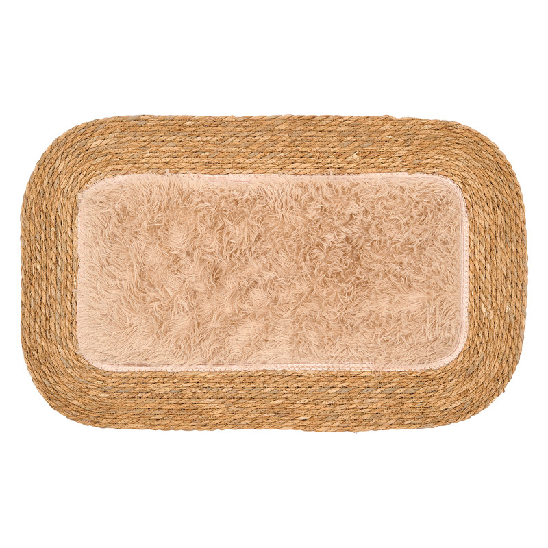ALFOMBRA YUTE ANTIDESLIZANTE RECT BEIGE 80X50CM