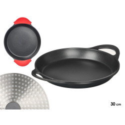POÊLE À PAELLA EN ALUMINIUM 30 CM NOIRE POIGNÉES