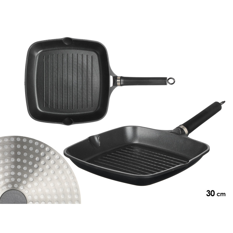 PLANCHA ASADOR 30 CM NEGRO ACABADO MARMOL