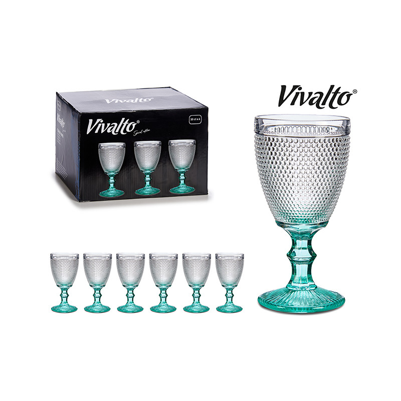 COUPE À VIN TURQUOISE À POINTS