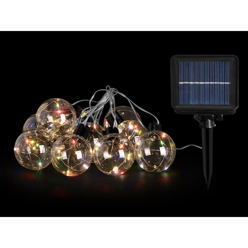 SOLAR STRING LIGHTS WITH 10 LARGE BULBS MULTICOLOR