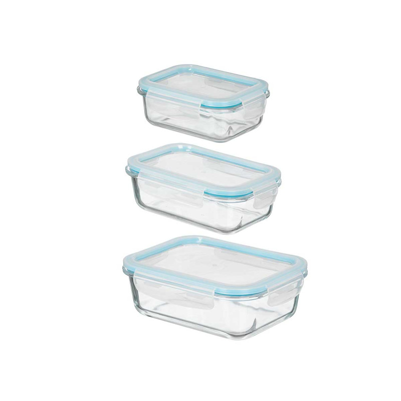 SET 3 MARMITAS HERMETICAS RETANGULARES