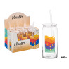 GLASS CUP WITH LID AND STRAW FORT SOFT DRINKS 600M