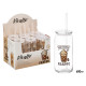 BICCHIERE VETRO COPERCHIO CANNUCCIA CAFFE 600ML