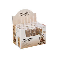 BICCHIERE VETRO COPERCHIO CANNUCCIA CAFFE 620ML