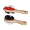 PET BRUSH DOUBLE SIDE WOODEN HANDLE