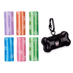 SET 7 ROLLOS BOLSA MASCOTA DISPENSADOR 15 UDS