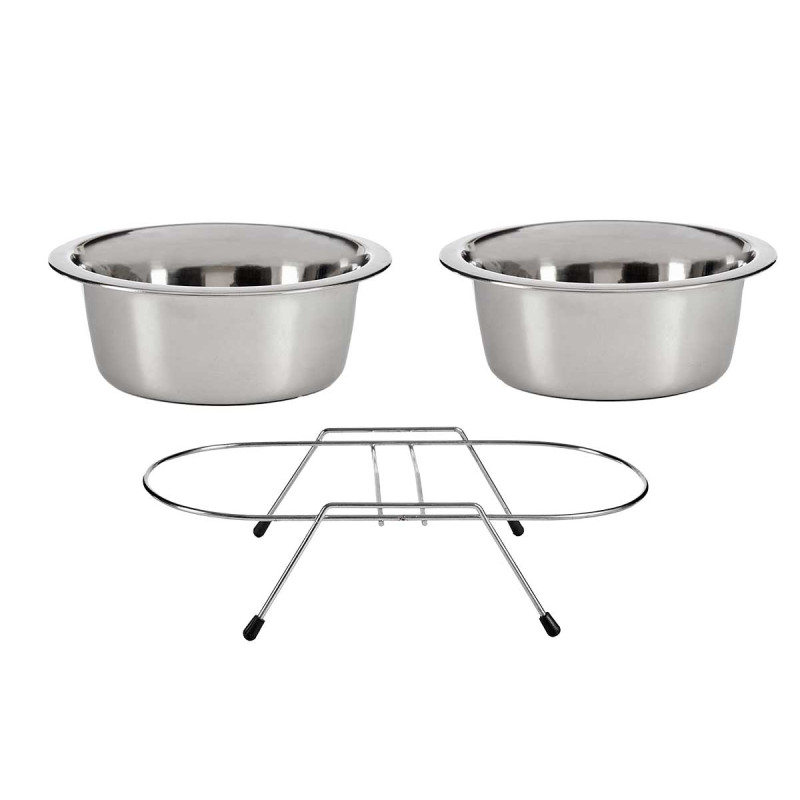 SET 2 400ML STEEL PET TROUGH 