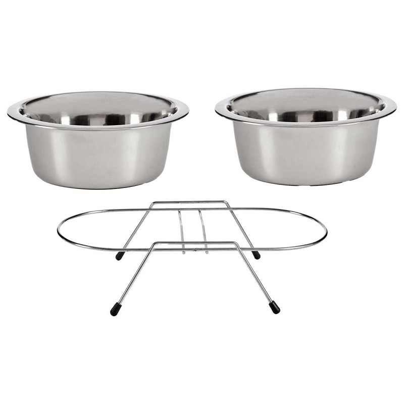 SET 2 800ML STEEL PET FEEDERS 