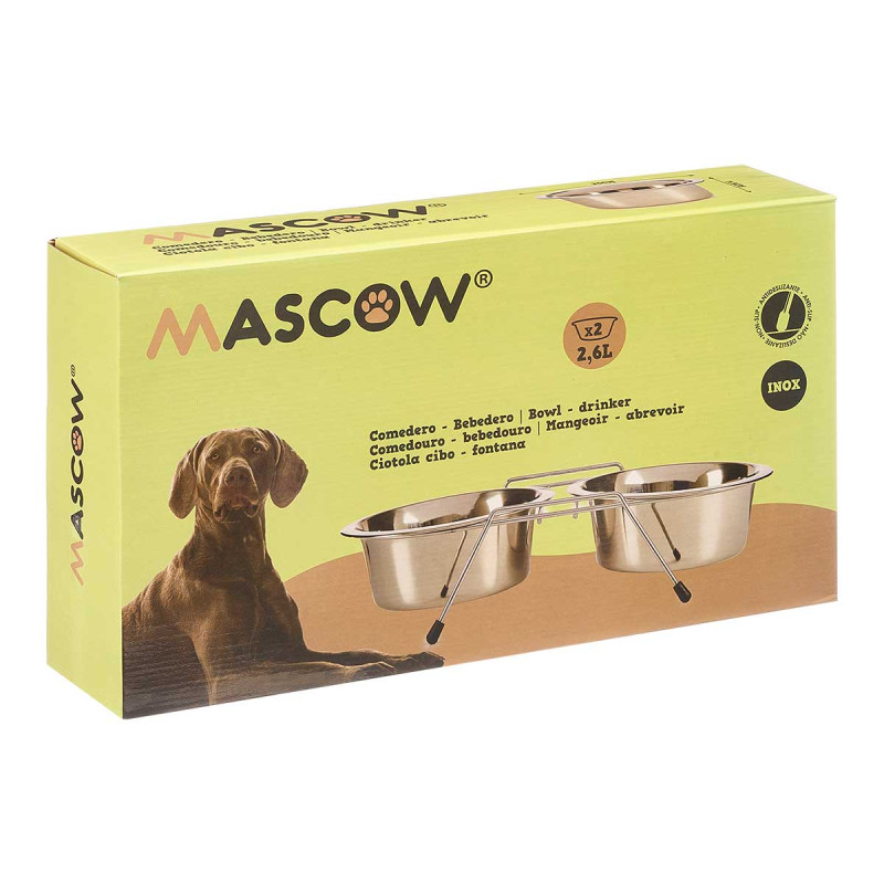 SET 2 2600ML STEEL PET TROUGH 