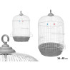 CAGE RONDE EN MÉTAL GRANDE BLANC GRIS