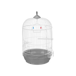 ROUND METAL CAGE LARGE WHITE AND GREY
