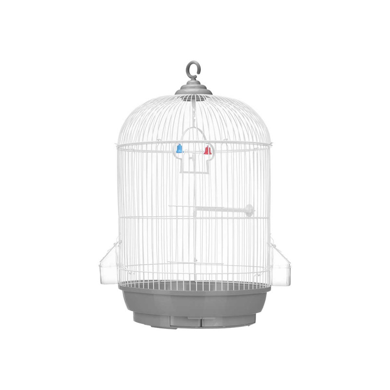 ROUND METAL CAGE LARGE WHITE AND GREY