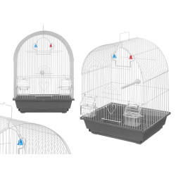 CAGE ARRONDIE EN MÉTAL BLANC GRIS