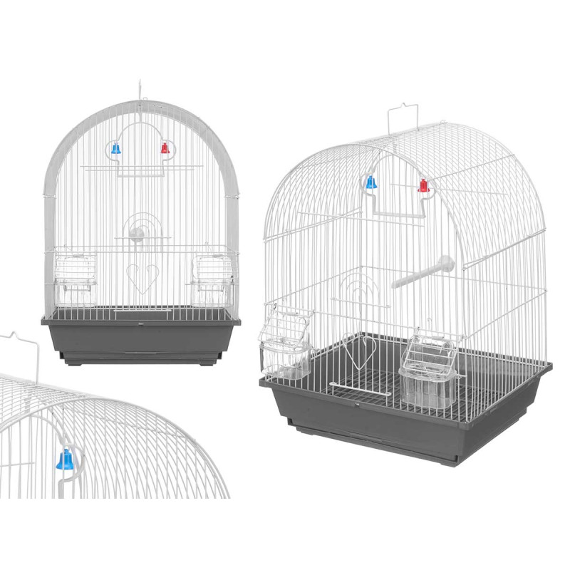 ROUND METAL CAGE WHITE AND GREY