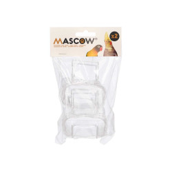 SET 2 RECTANGULAR FEEDERS FOR CAGES TRANSPARENT
