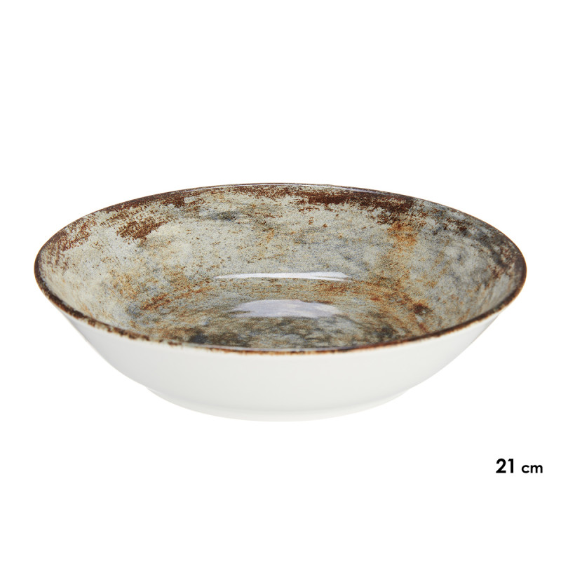 ASSIETTE CREUSE PORCELAINE 21CM BRUN PIERRE