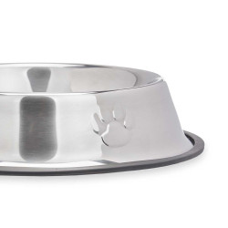METAL PET FEEDER 26CM FOOTPRINTS RUBBER