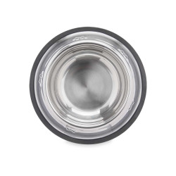 METAL PET FEEDER 22CM FOOTPRINTS RUBBER