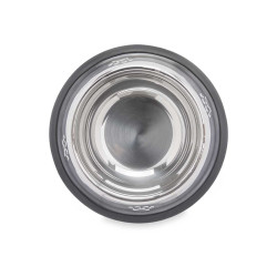 METAL PET FEEDER 18CM FOOTPRINTS RUBBER