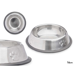 METAL PET FEEDER 16CM FOOTPRINTS RUBBER
