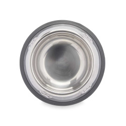 METAL PET FEEDER 16CM FOOTPRINTS RUBBER