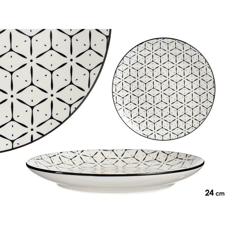 ASSIETTE PLATE 24CM GREC NOIR