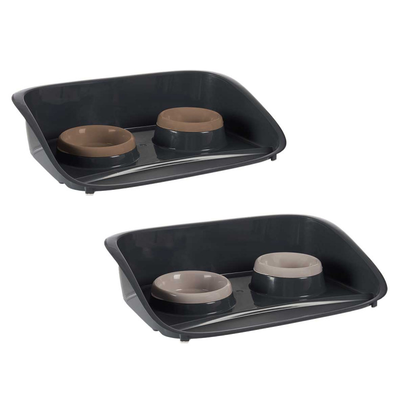 COMEDERO BEBEDERO CON BANDEJA SURTIDO 2 COLORES
