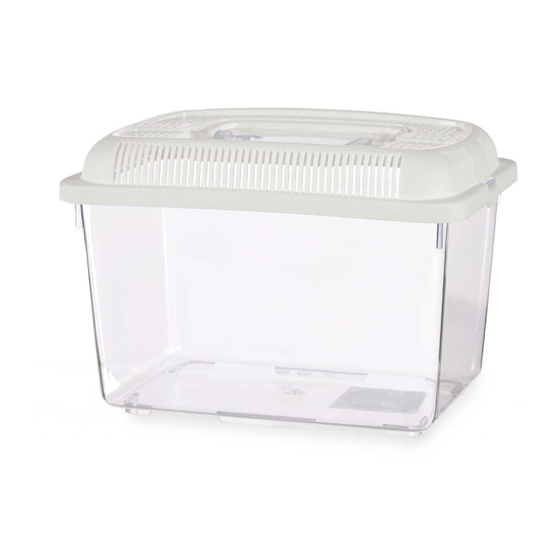 WHITE 24X17CM MEDIUM FISH TANK WITH HANDLE