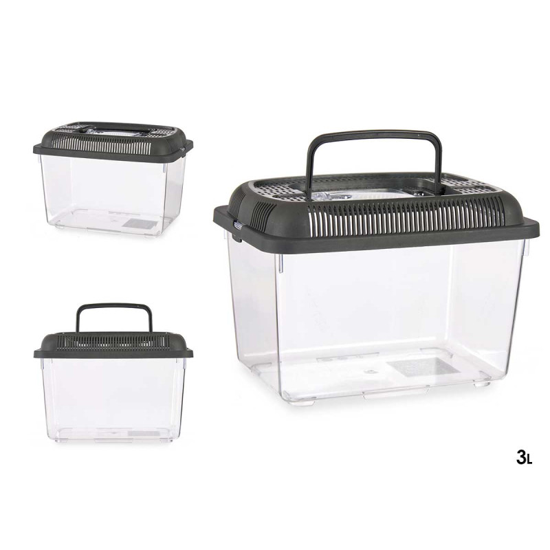 ANTHRACITE 24X17CM MEDIUM FISH TANK WITH HANDLE 