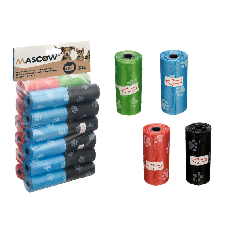 SET 24 ROLLOS 15 BOLSAS HIGIENICAS SURT 4