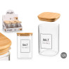 SQUARE BOROSILICATE JAR BAMBOO LID SALT 1,2L