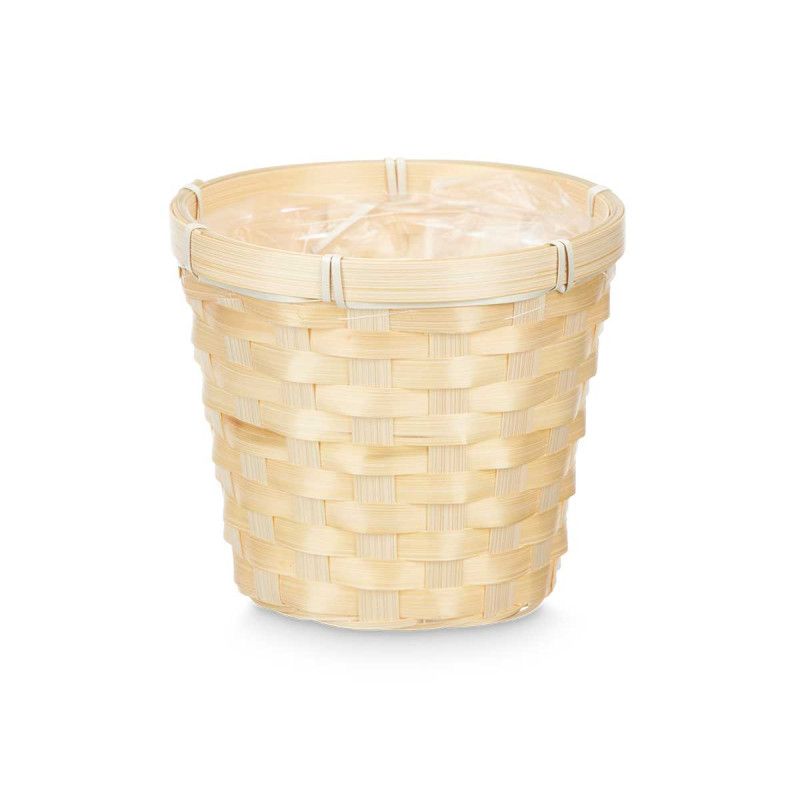 CACHE-POT ROND EN BAMBOU TRESSÉ 15CM