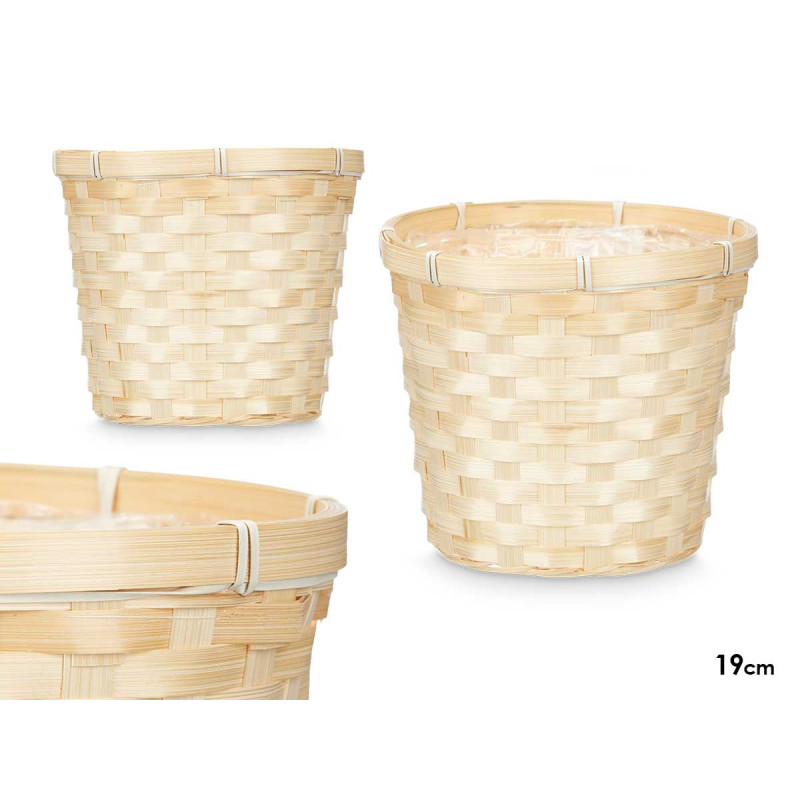 CACHE-POT ROND EN BAMBOU TRESSÉ 19CM