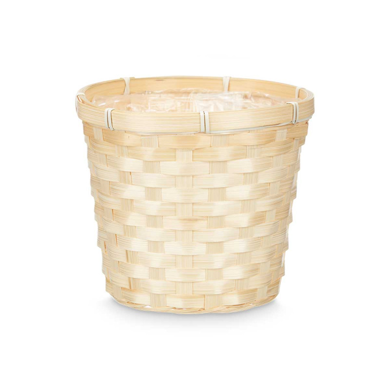 CACHE-POT ROND EN BAMBOU TRESSÉ 19CM