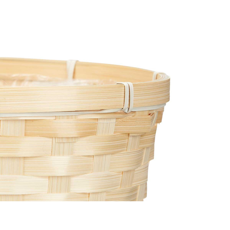 VASO DECORATIVO REDONDO BAMBU TRANÇADO 19CM