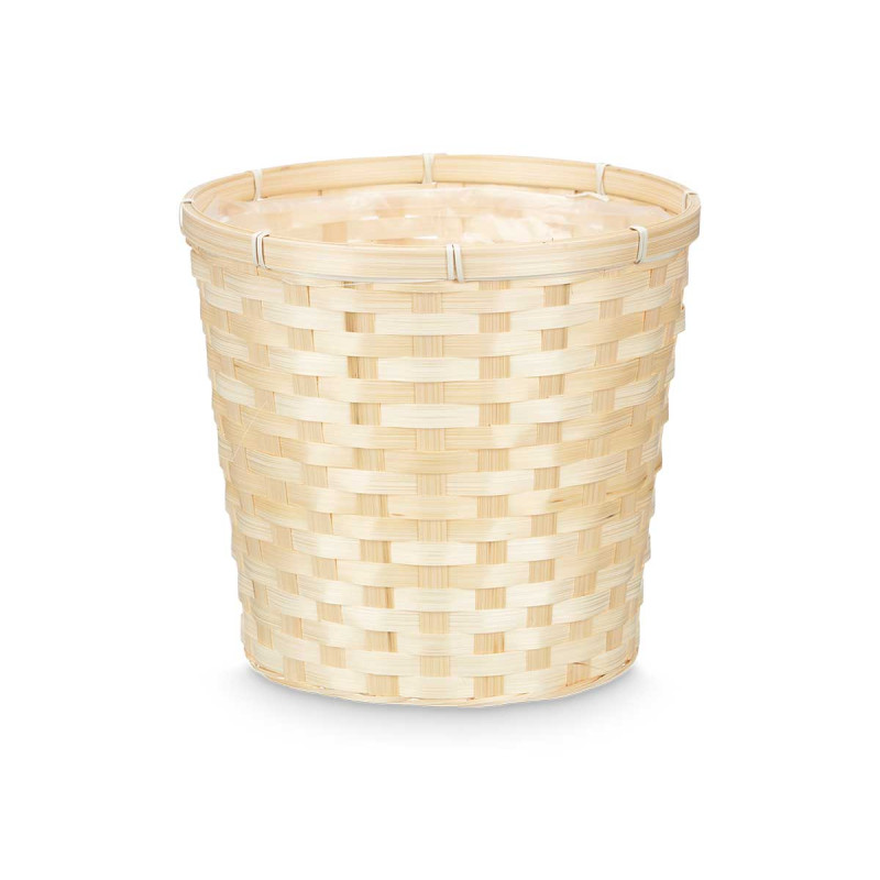 CUBRE MACETAS REDONDO BAMBU TRENZADO 25CM