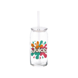 VERRE COUVERCLE PAILLE VERRE JUS 600ML