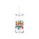GLASS CUP WITH LID AND STRAW JUICE 600ML
