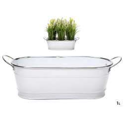 POT DE FLEURS CARRE 2 ANSES BLANC BORD A