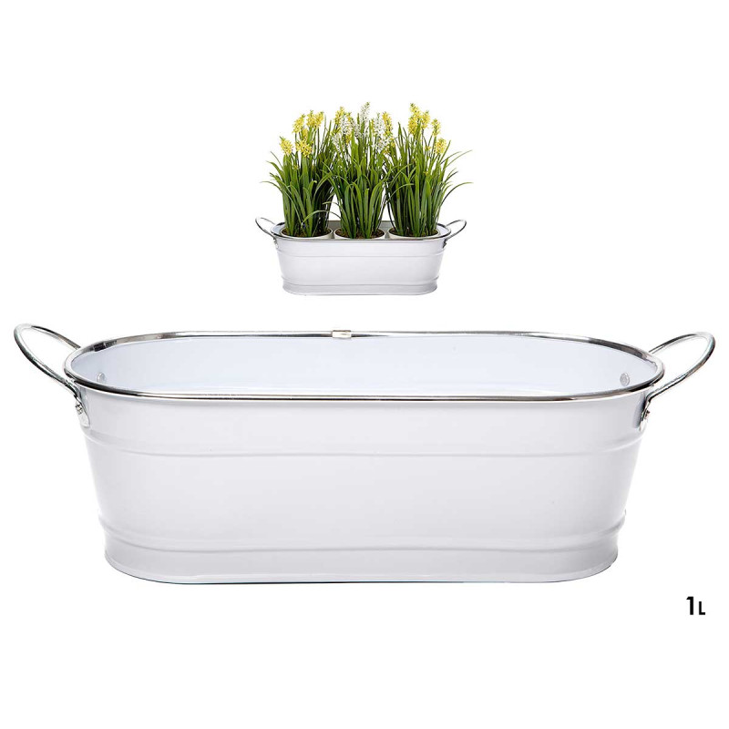 POT DE FLEURS CARRE 2 ANSES BLANC BORD A