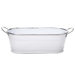 POT DE FLEURS CARRE 2 ANSES BLANC BORD A