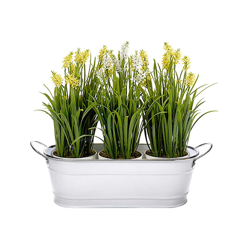 POT DE FLEURS CARRE 2 ANSES BLANC BORD A