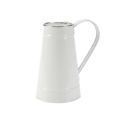 WHITE MILK JAR SILVER EDGE