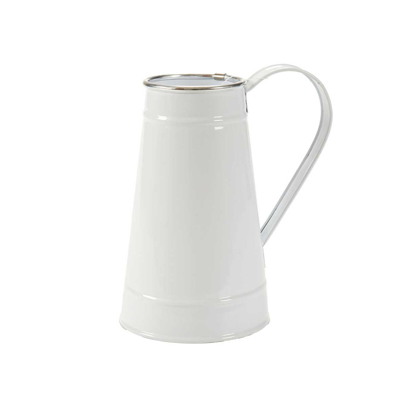 WHITE MILK JAR SILVER EDGE